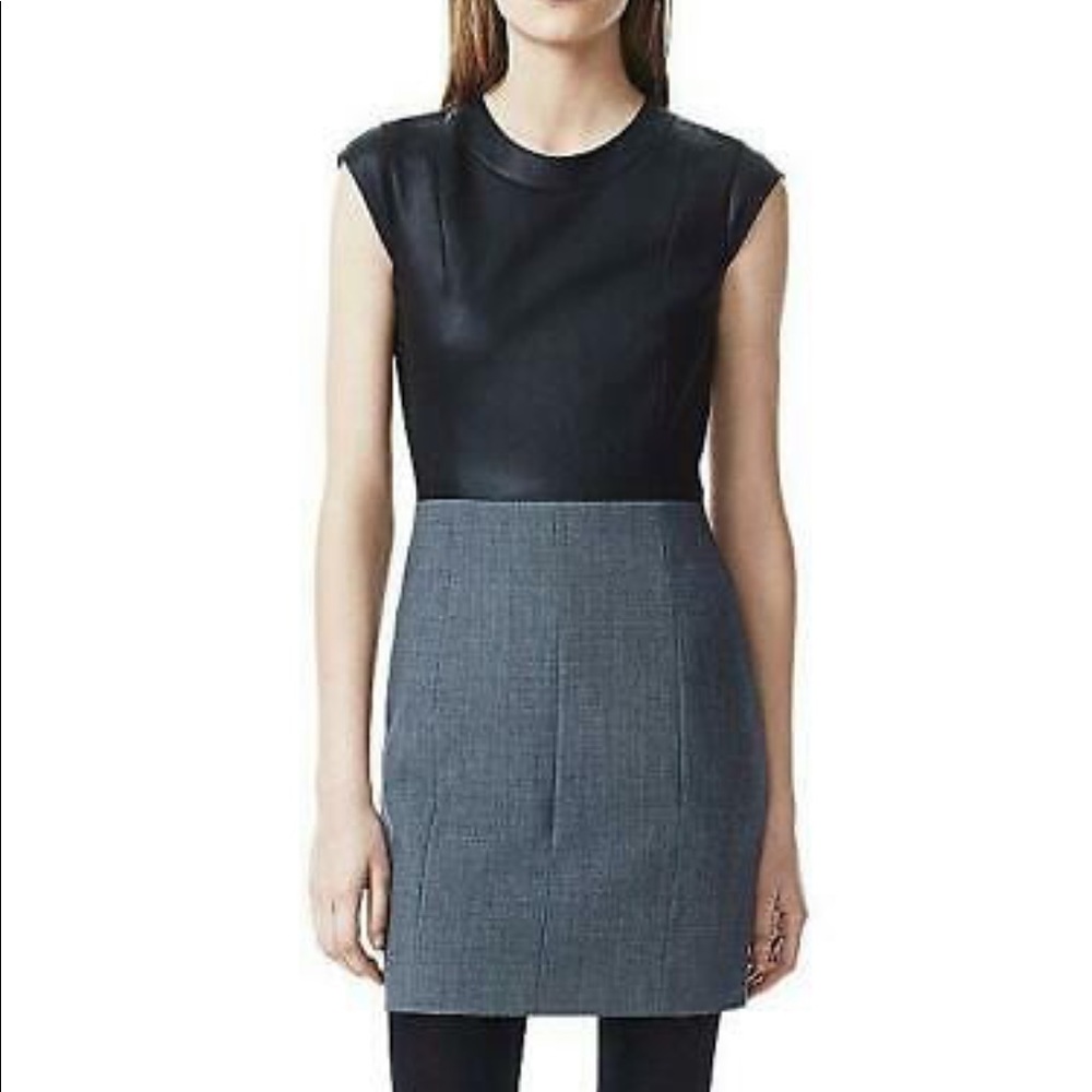 Theory 100% leather color block dress